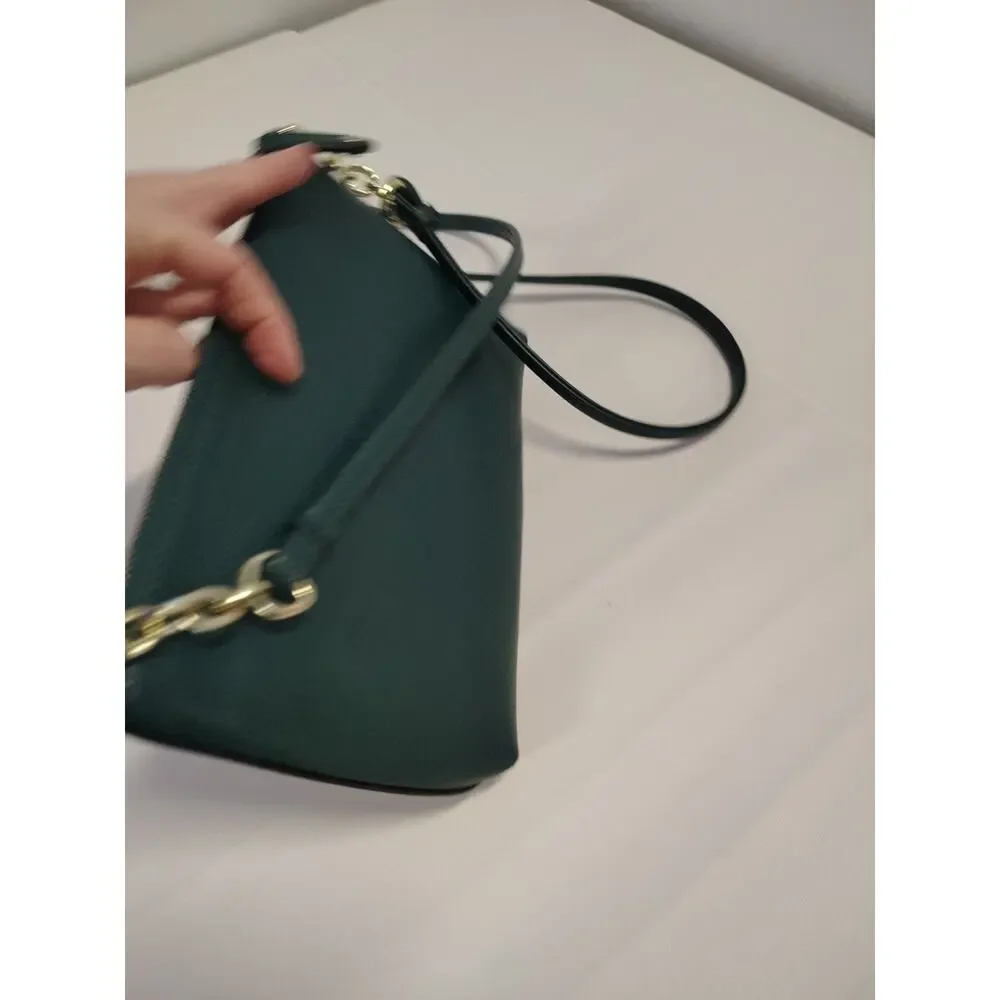 Karl Lagerfeld Paris Crossbody Bag Forest Green Gold Tone Hardware Faux Leather